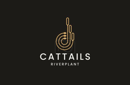 Illustration for Cattail river grass logo icon design template flat - Royalty Free Image