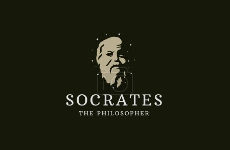 Téléchargez les illustrations : Antique grec socrate le philosophe figure tête logo icône conception modèle plat vecteur - en licence libre de droit