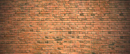 Photo for Old panorama vintage orange red brick wall for background and texture. - Royalty Free Image