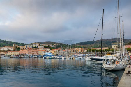 Photo for Harbor and city of Port-Vendres at morning at Occitanie in France - Royalty Free Image