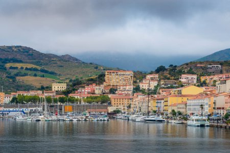 Photo for Harbor and city of Port-Vendres at morning at Occitanie in France - Royalty Free Image