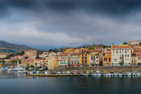 Photo for Harbor and houses of Port-Vendres at morning at Occitanie in France - Royalty Free Image