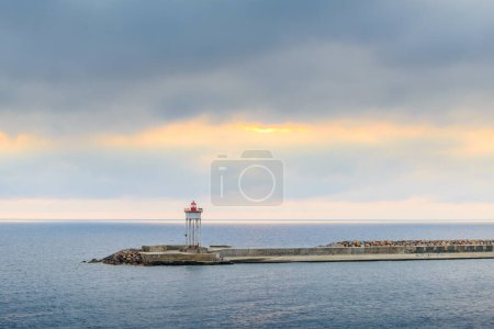 Foto de Lighthouse of Port-Vendres city at morning at Occitanie in France - Imagen libre de derechos