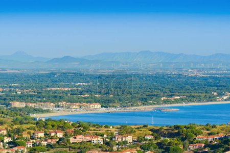 Beach and landscape of Argeles close to Collioure at Occitanie in France