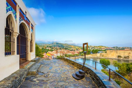 Photo for La Glorieta viewpoint and building at Collioure at Occitanie in France - Royalty Free Image