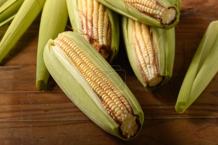 Photo for Raw green corn with straw , sweet corn - Royalty Free Image