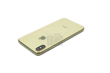 Photo for Bangkok, Thailand - 5 November 2019: Gold iPhone xs max model of the world's leading smartphone and camera technology. . Concept of Technology - Royalty Free Image