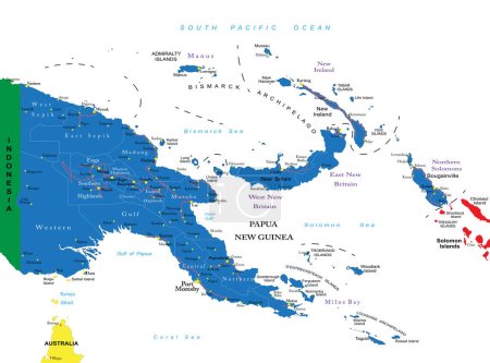 Ilustración de Papúa Nueva Guinea Mapa político - Imagen libre de derechos