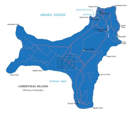 Illustration for Christmas Island highly detailed political map - Royalty Free Image