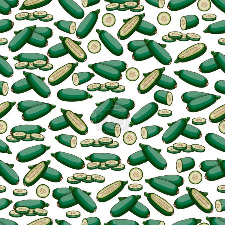 Illustration for Seamless pattern with Cousa or Kousa squash or Magda squash. Summer squash. Cucurbita moschata. Fruits and vegetables. Clipart. Vector illustration isolated on transparent background. - Royalty Free Image