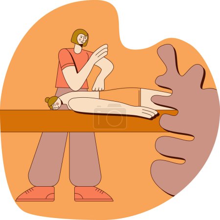 Deep tissue massage and treatment muscle pain by professional therapist in spa. Design concept. Isolated flat vector illustration.