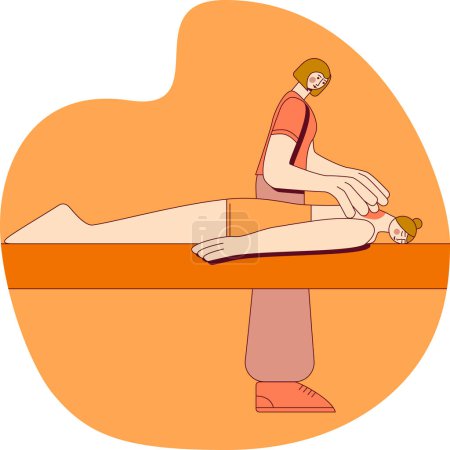 Trigger point massage therapy by professional therapist in spa. Design concept. Isolated flat vector illustration.