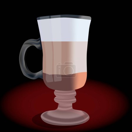 Glass of latte on dark background. Vector illustration