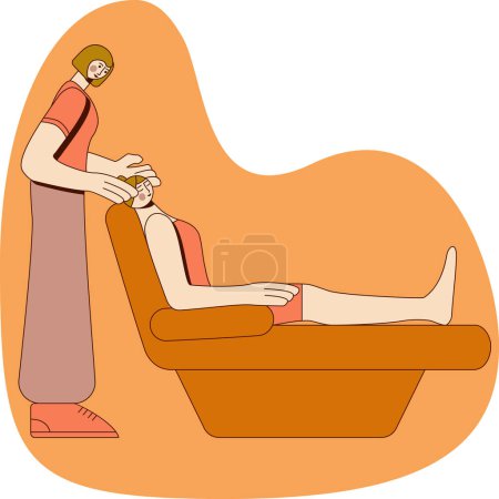Facial massages. Treatments by professional therapist in spa. SPA design concept.  Isolated flat vector illustration.