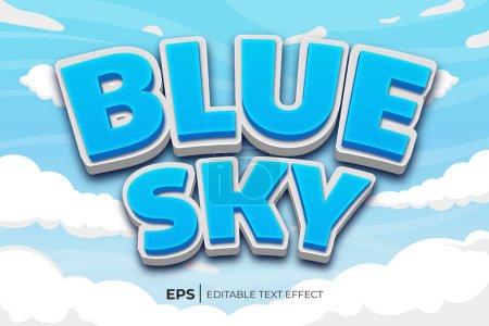 Ilustración de Efecto texto cielo azul con nubes en el cielo - Imagen libre de derechos
