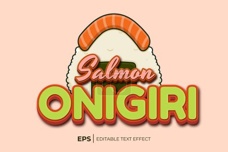 Téléchargez les illustrations : Modèle d'effet de texte modifiable saumon onigiri, logo saumon onigiri - en licence libre de droit