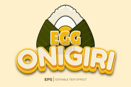 Téléchargez les illustrations : Modèle d'effet de texte modifiable Egg Onigiri, logo Onigiri - en licence libre de droit
