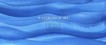 Illustration for Background with blue waves, clouds. Abstract sea, ocean view. Elegant, chic backdrop, cover, card, invitation, business style design. - Royalty Free Image
