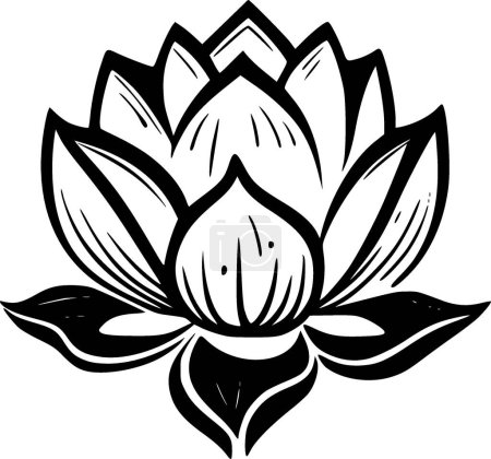 Téléchargez les illustrations : Fleur de lotus - illustration vectorielle en noir et blanc - en licence libre de droit