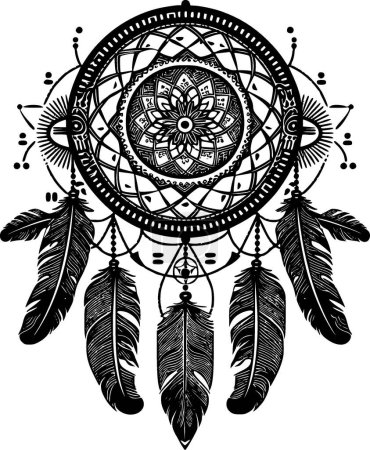 Ilustración de Atrapasueños - logo minimalista y plano - ilustración vectorial - Imagen libre de derechos