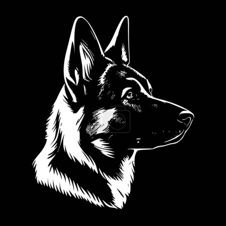 Illustration for German shepherd - black and white vector illustration - Royalty Free Image