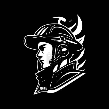 Illustration for Firefighter - minimalist and flat logo - vector illustration - Royalty Free Image