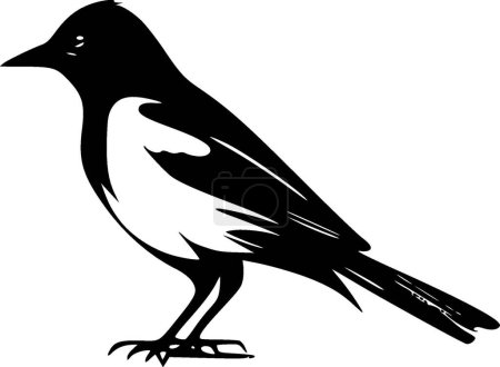 Illustration for Magpie - black and white vector illustration - Royalty Free Image