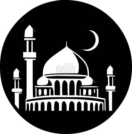 Illustration for Islam - black and white vector illustration - Royalty Free Image