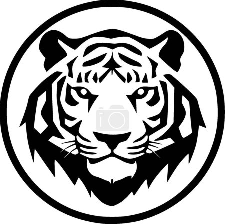 Illustration for Tiger - black and white isolated icon - vector illustration - Royalty Free Image