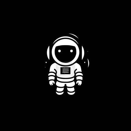 Astronaut - black and white isolated icon - vector illustration