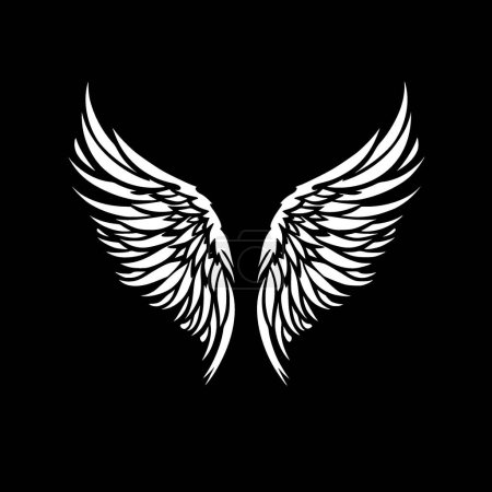 Ailes d'ange - icône isolée en noir et blanc - illustration vectorielle