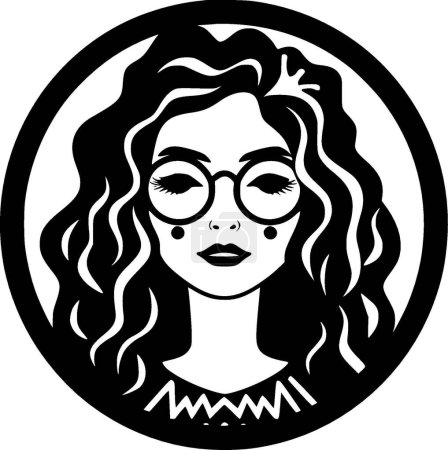 Illustration for Hippie - black and white isolated icon - vector illustration - Royalty Free Image