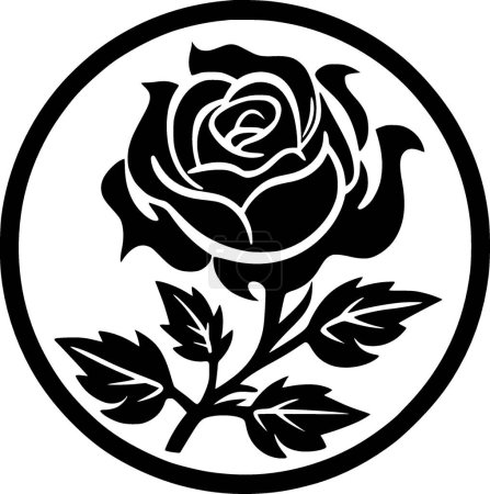 Ilustración de Rose - icono aislado en blanco y negro - ilustración vectorial - Imagen libre de derechos