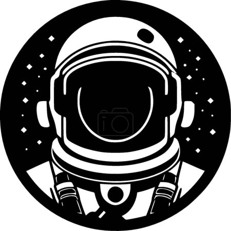 Ilustración de Astronauta - icono aislado en blanco y negro - ilustración vectorial - Imagen libre de derechos