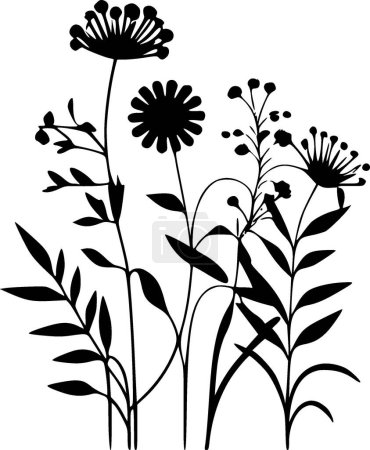 Téléchargez les illustrations : Fleurs - silhouette minimaliste et simple - illustration vectorielle - en licence libre de droit