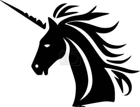 Illustration for Unicorns - black and white vector illustration - Royalty Free Image
