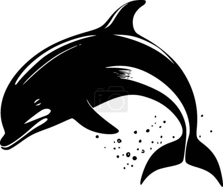 Ilustración de Delfín - icono aislado en blanco y negro - ilustración vectorial - Imagen libre de derechos