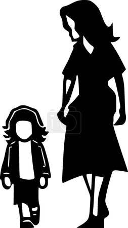 Illustration for Mother - black and white vector illustration - Royalty Free Image