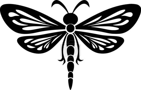 Ilustración de Libélula - icono aislado en blanco y negro - ilustración vectorial - Imagen libre de derechos