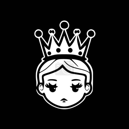 Ilustración de Reina - icono aislado en blanco y negro - ilustración vectorial - Imagen libre de derechos