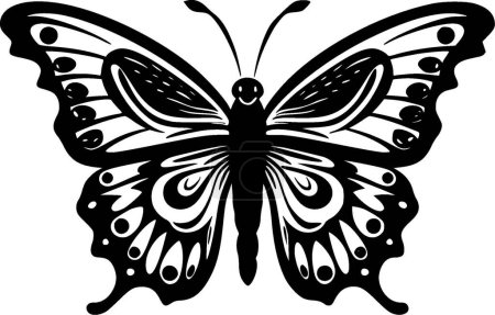 Illustration for Butterfly - black and white vector illustration - Royalty Free Image