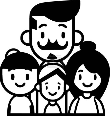 Ilustración de Familia - icono aislado en blanco y negro - ilustración vectorial - Imagen libre de derechos