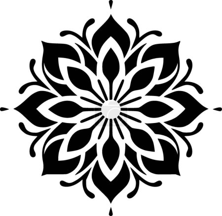Ilustración de Mandala - ilustración vectorial en blanco y negro - Imagen libre de derechos