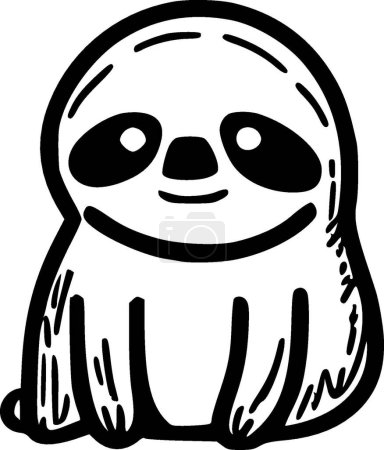 Illustration for Sloth - black and white vector illustration - Royalty Free Image