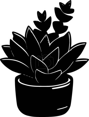 Illustration for Succulent - black and white vector illustration - Royalty Free Image