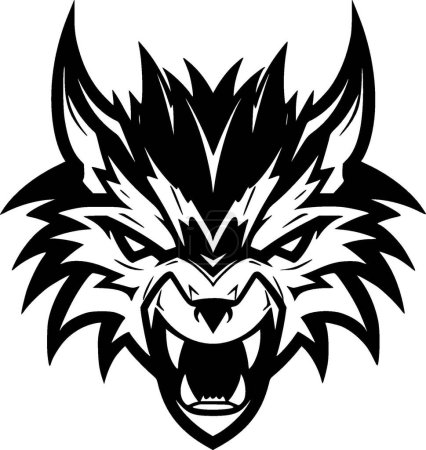 Ilustración de Lobo - logo minimalista y plano - ilustración vectorial - Imagen libre de derechos