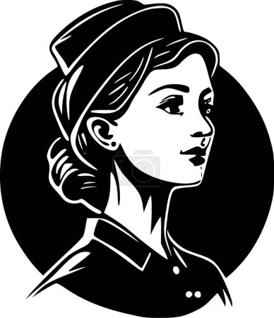 Téléchargez les illustrations : Soins infirmiers - icône isolée en noir et blanc - illustration vectorielle - en licence libre de droit