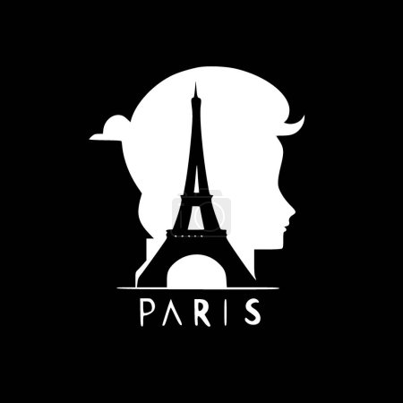 Téléchargez les illustrations : Paris - icône isolée en noir et blanc - illustration vectorielle - en licence libre de droit
