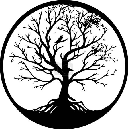 Ilustración de Árbol de la vida - silueta minimalista y simple - ilustración vectorial - Imagen libre de derechos