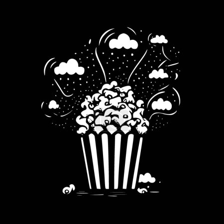 Illustration for Popcorn - black and white vector illustration - Royalty Free Image